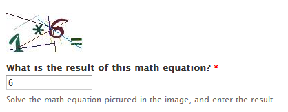 math CAPTCHA showing 1 times 6